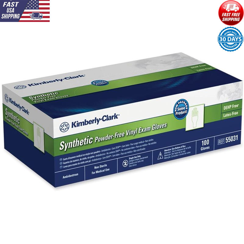 Large Powder-Free Non-Latex Exam Gloves Clear 100 Count Box