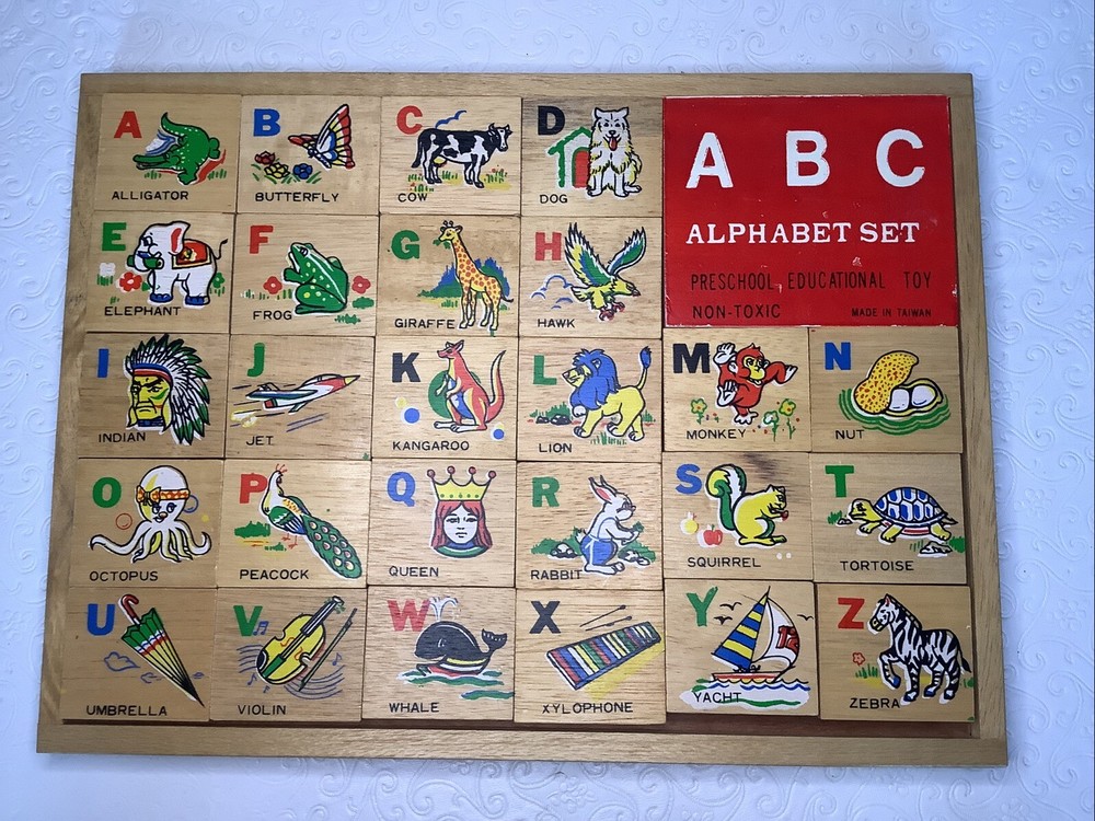 Vintage ABC Alphabet Set Preschool Educational Toy Puzzle