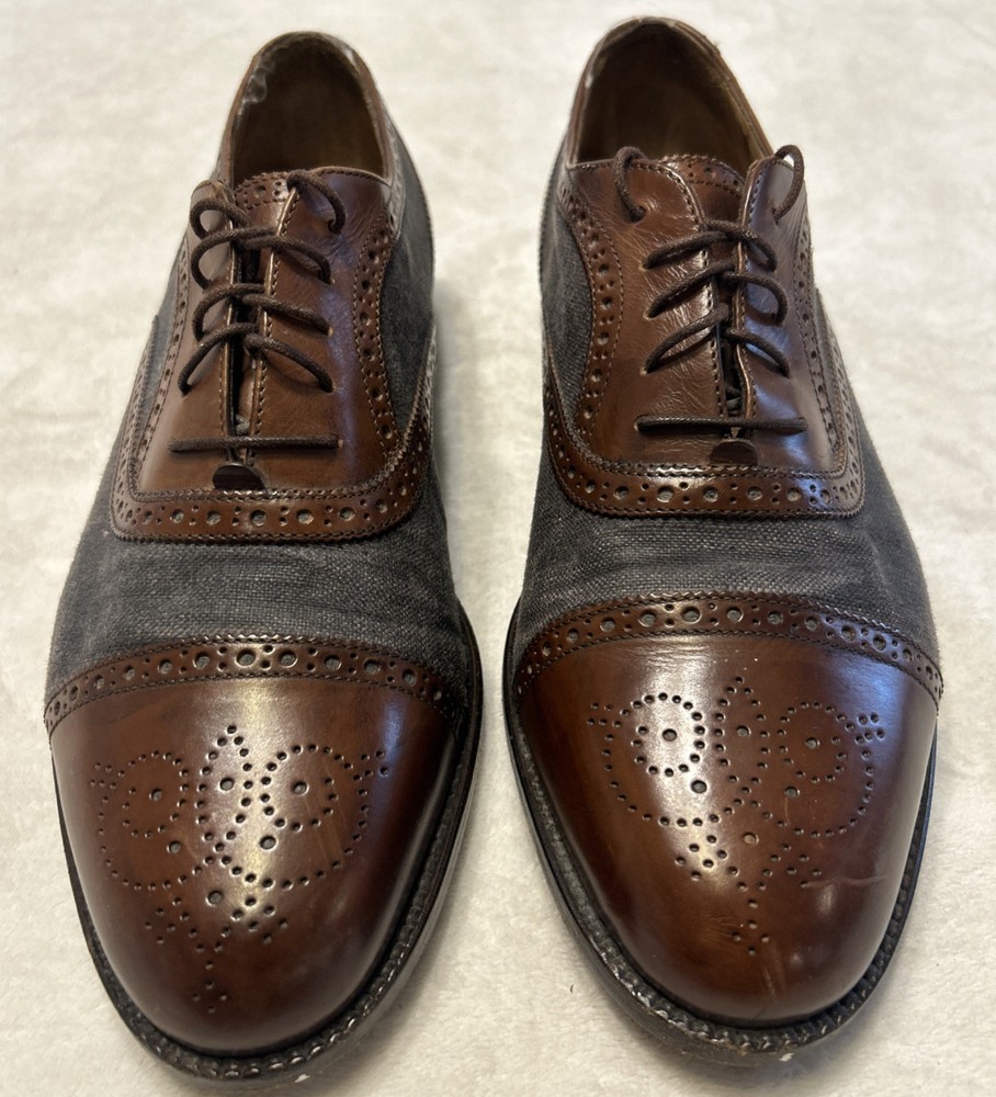 Cole Haan Bragano Italy Men's Size 8.5 D Oxford Brown Leather Dress Shoes