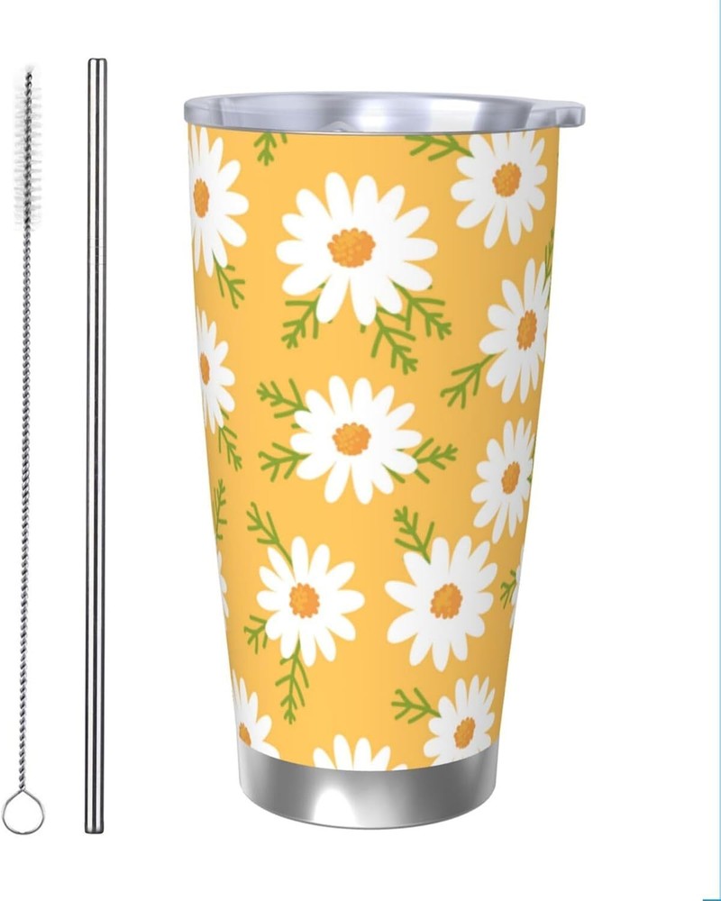 Daisy Flowers Tumbler 20oz Floral Stainless Steel Vacuum Insulated Tumblers with