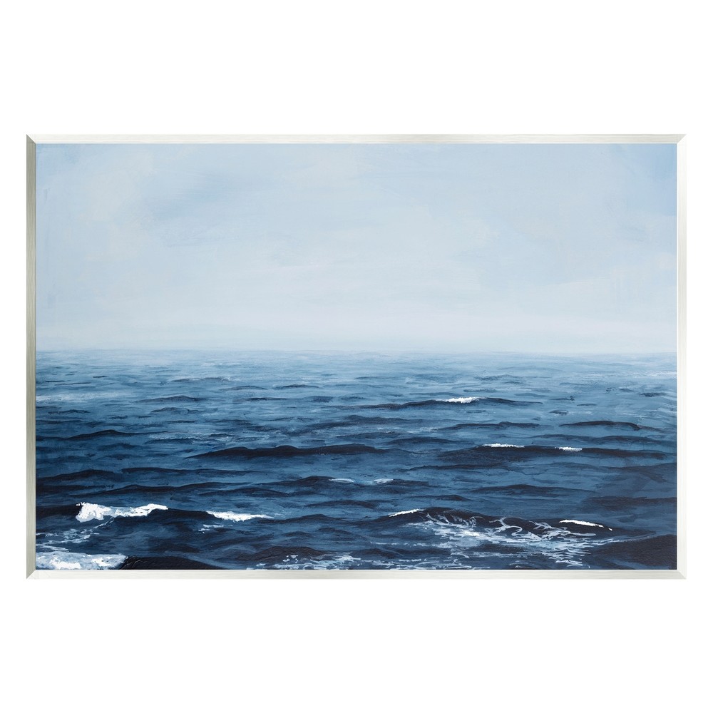 Stupell Choppy Ocean Water Waves Foggy Nautical Horizon Wood