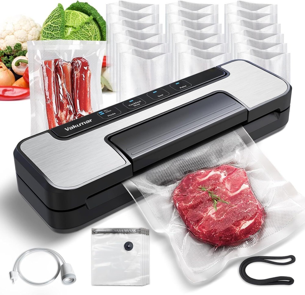 80Kpa Powerful Food Vacuum Sealer with Double Pump Dry Moist Pulse Mode and Handle Lock
