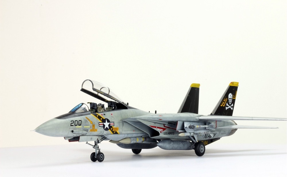 PreSale 1:48 ProBuilt Model USN F-14A Tomcat Jolly Roger-image