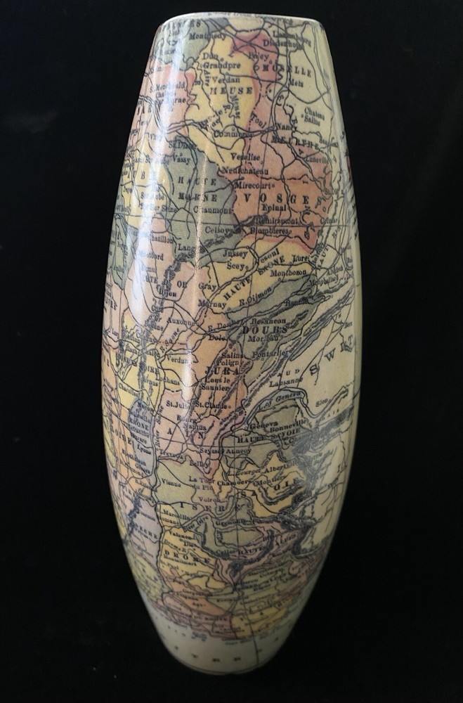 Vintage Porcelain Vase - Map of France - by 3-G Imports - Unique Design
