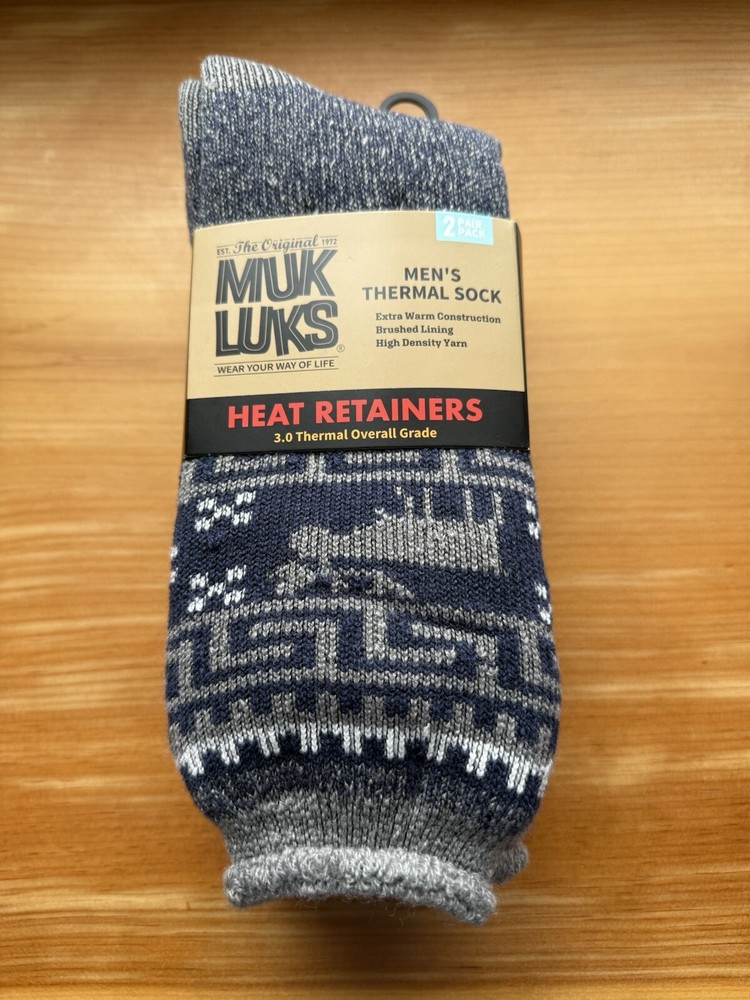 Muk Luks 2-Pack Men’s Thermal Insulated Socks for Shoe Sizes 10-13 NWT