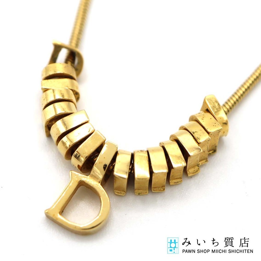 Dior M1509-1 Gold D Motif Necklace 7.3g with Accessory Bag