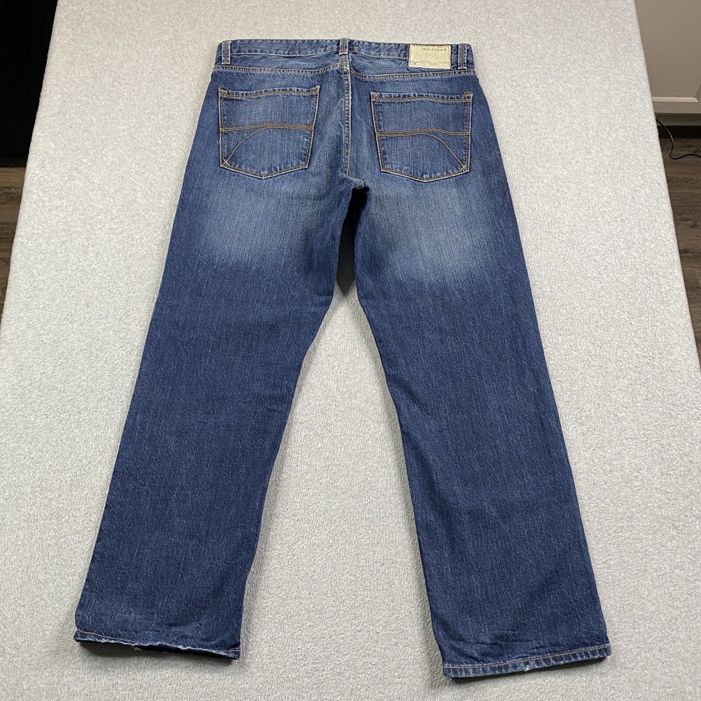Tommy Hilfiger Men's 36x30 Freedom Straight Fit Premium Denim Jeans for Casual Wear