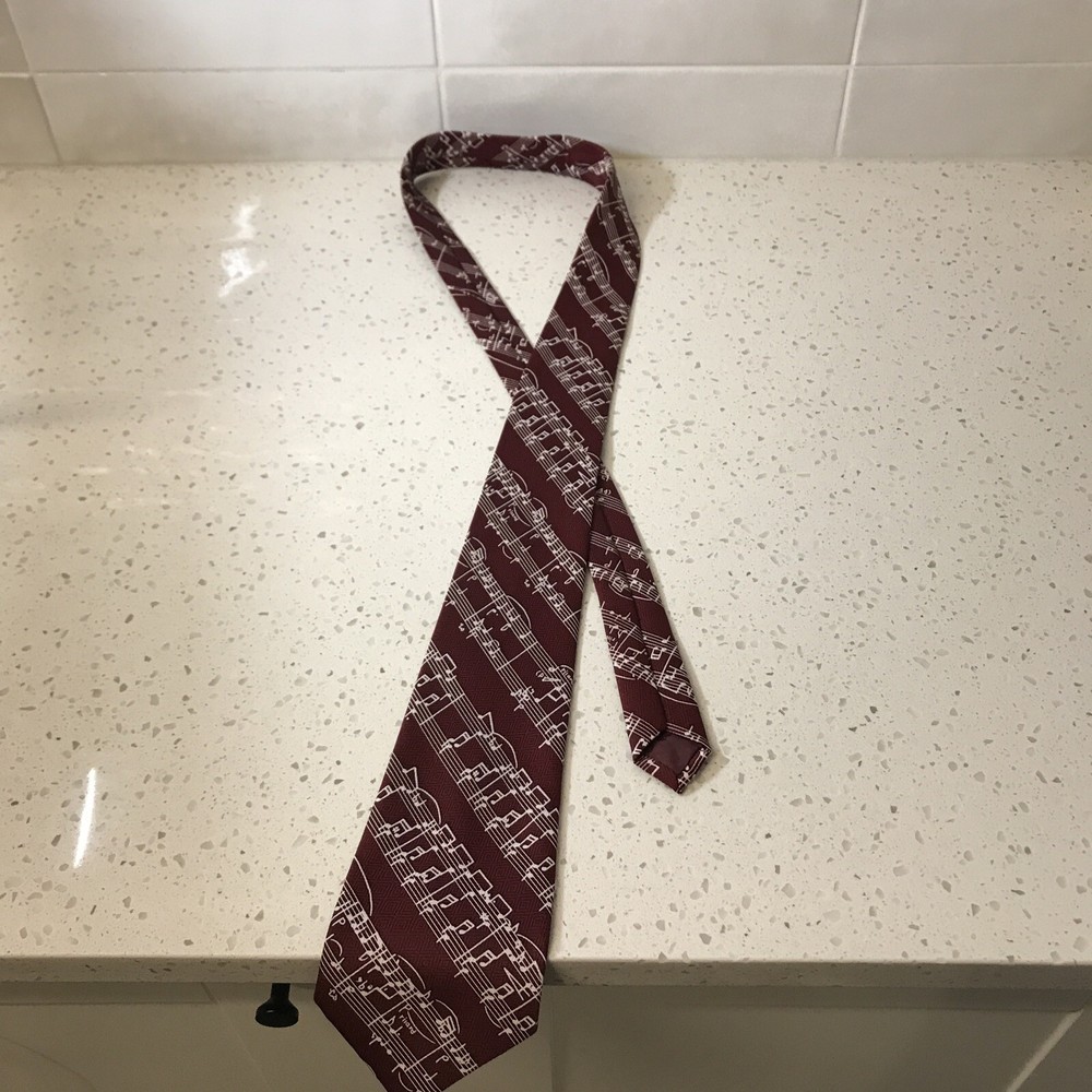 Maroon Polyester Sheet Music Novelty Tie for Men