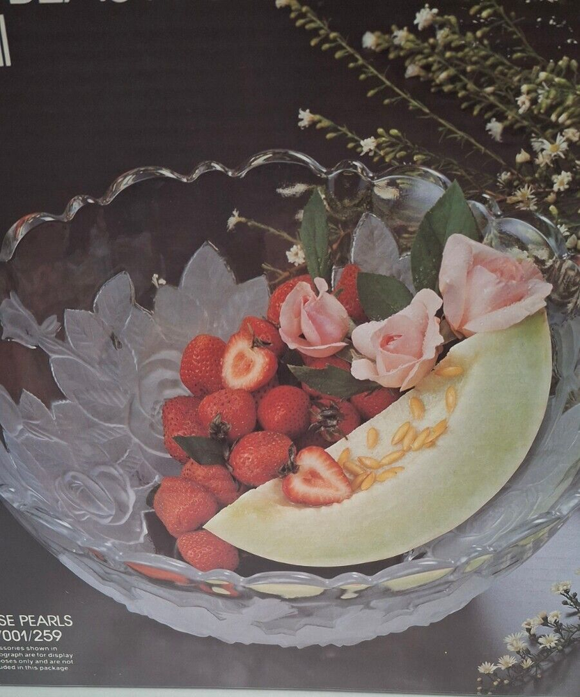 Elegant 12-Inch Rose Pearls Crystal Salad Bowl for Home Decor