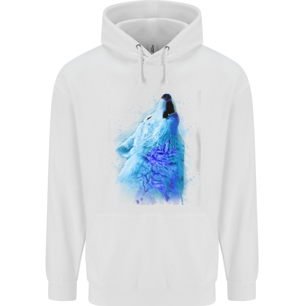 Watercolour Wolf Mens 80% Cotton Hoodie