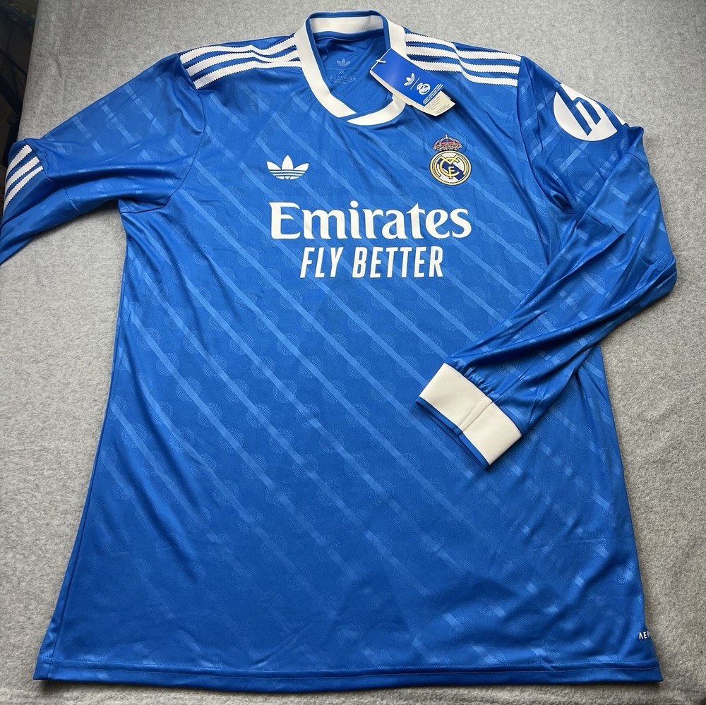 adidas Real Madrid Men’s 25/26 Long Sleeve Third Jersey Blue Size XL JW4054 NWT