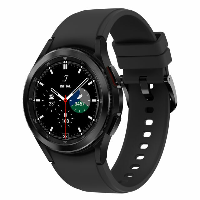 Samsung Galaxy Watch4 Classic SM-R880 42mm Stainless Steel Case with Ridge-Sport Band - Black (Bluetooth) (SM-R880NZKAXAA)