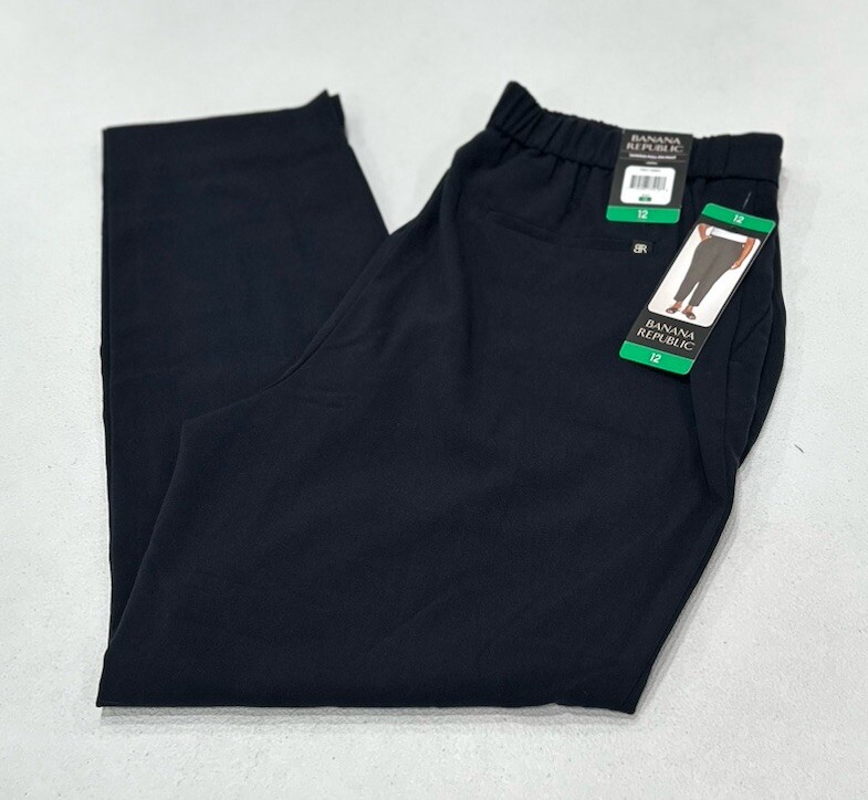 Banana Republic Women's Tapered Pull-On Pants, Black, Size 12