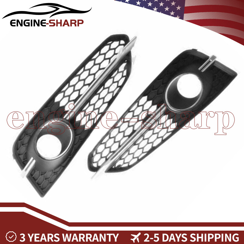 Fit Audi S8 S-LINE A Pair New Front Bumper Honeycomb Grille W/ Acc Hole