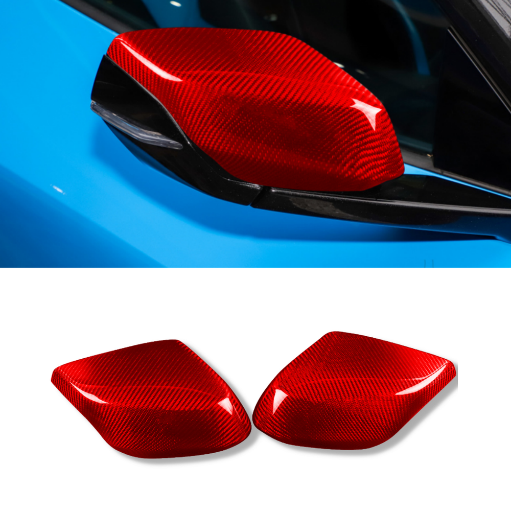 Real Carbon Fiber Exterior Side Rearview Mirror Cover Trim For Corvette C8 20-up