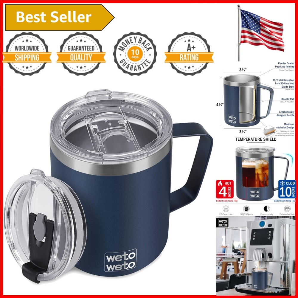 Dishwasher Safe Double Wall Stainless Steel Travel Tumbler - Navy Blue Finish