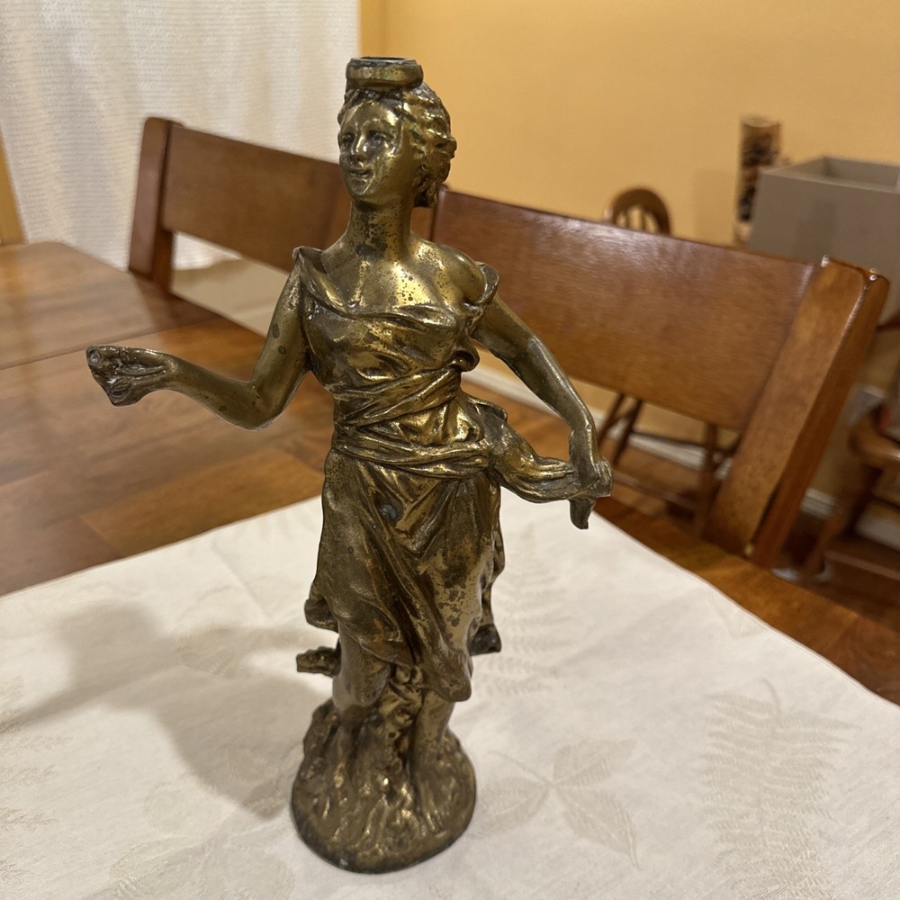 Art Deco Bronze Sculpture Statue of a Posing Woman Former Lamp Base