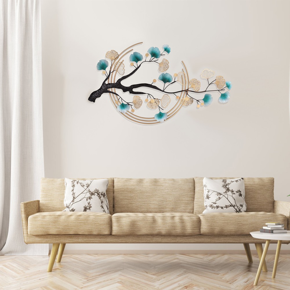 3D Ginkgo Tree Leaf Metal Wall Art, Modern Luxury Metal Wall Nature Art Decor