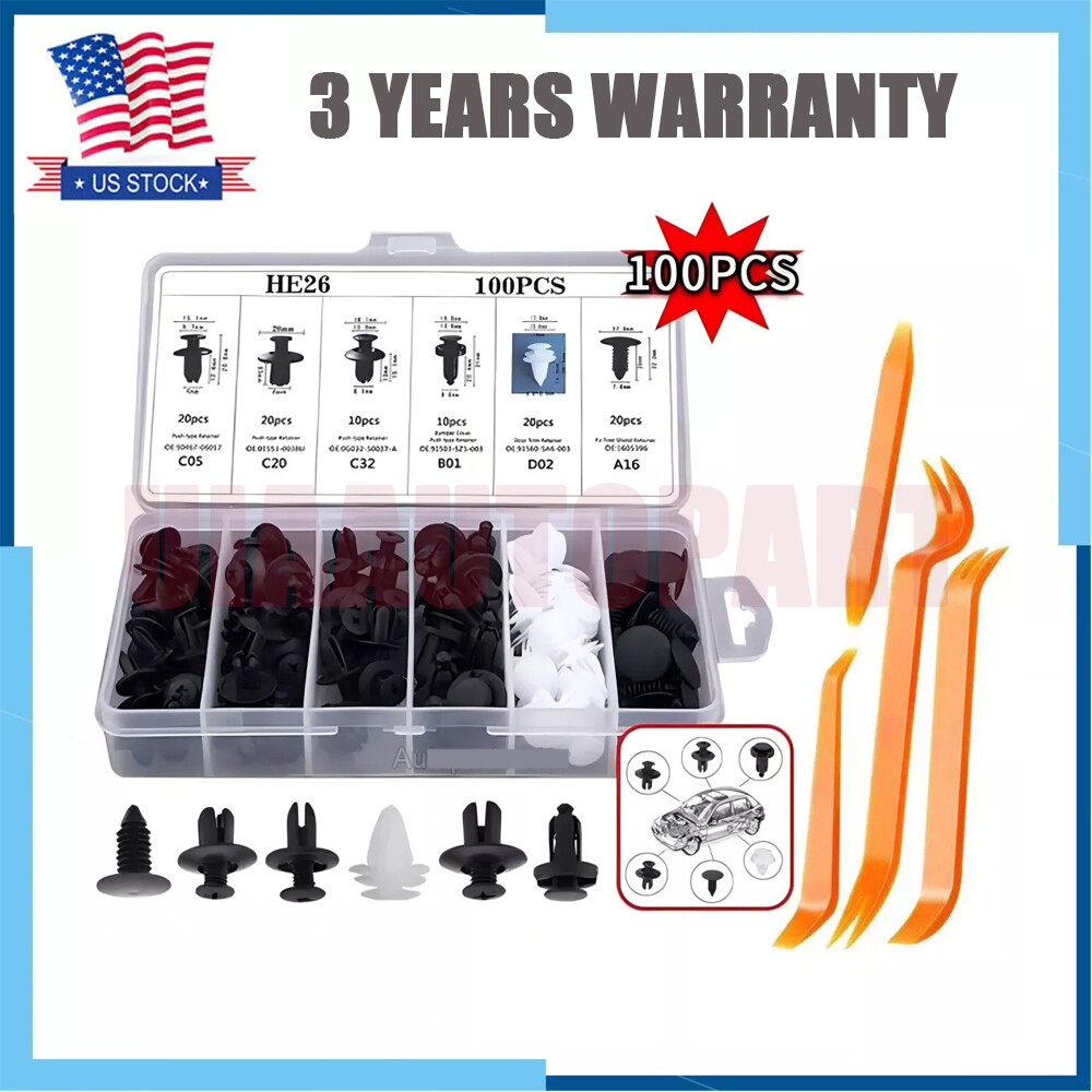 104PCS Retainer Clips Body Bumper Rivet Retainer Trim Molding Push Pin Clips Kit