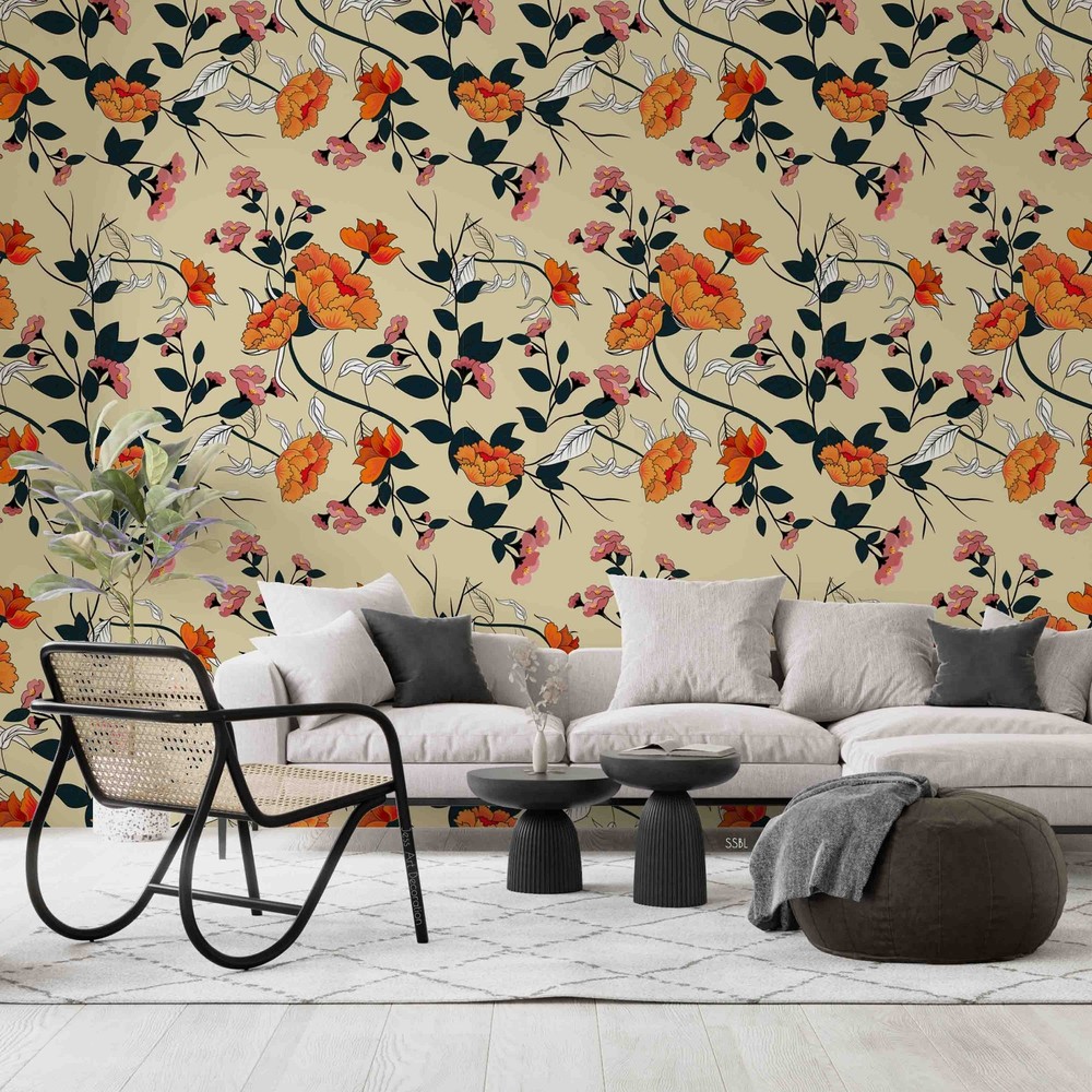 3D Baroque Style Flowers Pattern Wall Murals Wallpaper Murals Wall Sticker 43