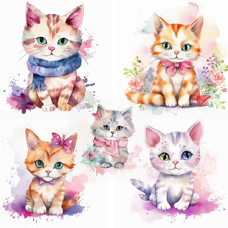 Figurine Animal Cat Plastic Modern Multicolor Small Wall Mount Sticker Decor