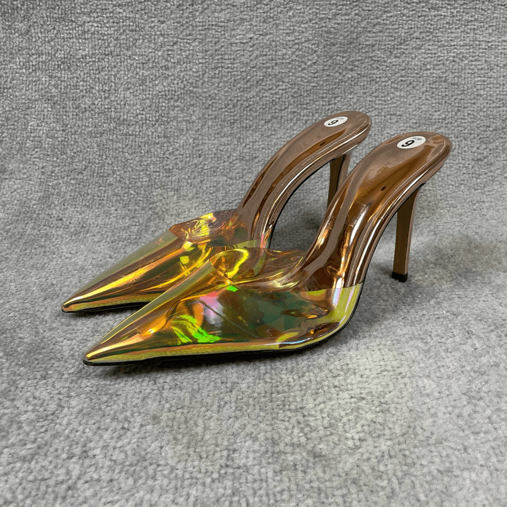 Good American Psychedelic Mule Stilettos Size 9 NWT New Years Eve Heels $275-image