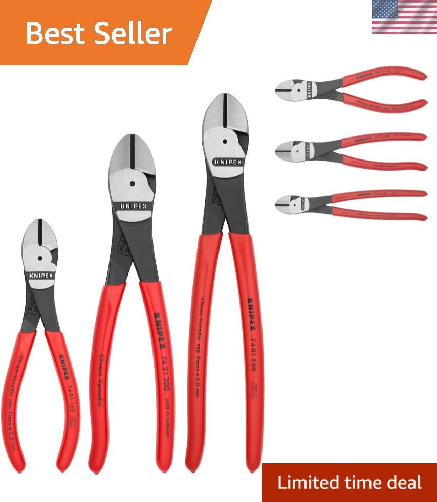 3-Piece High-Leverage Diagonal Cutter Pliers Set for Precision Cutting  
