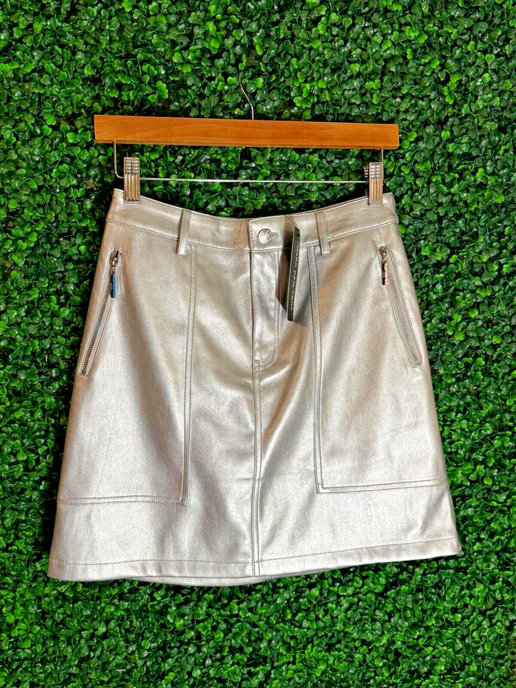 Marc New York silver faux leather mini skirt with pockets size 4