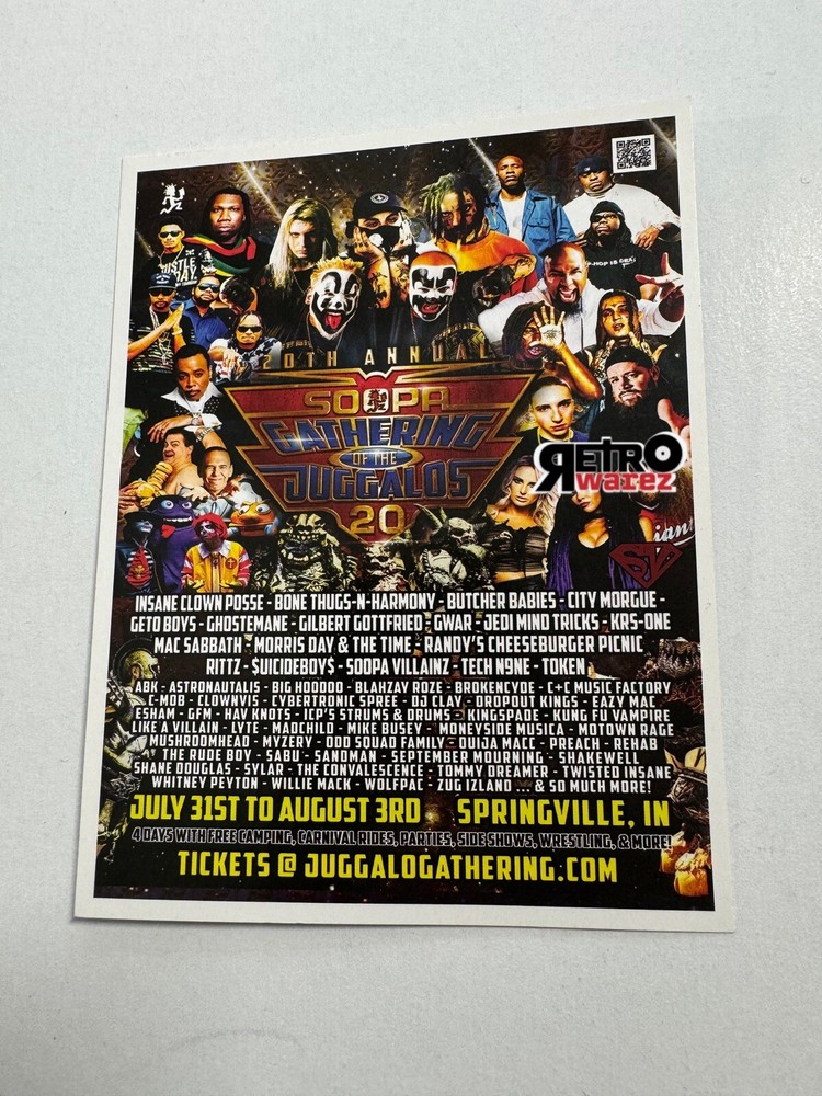 Insane Clown Posse - Gathering Of The Juggalos 2019 Small Flyer 4.25x5.5” ICP DS