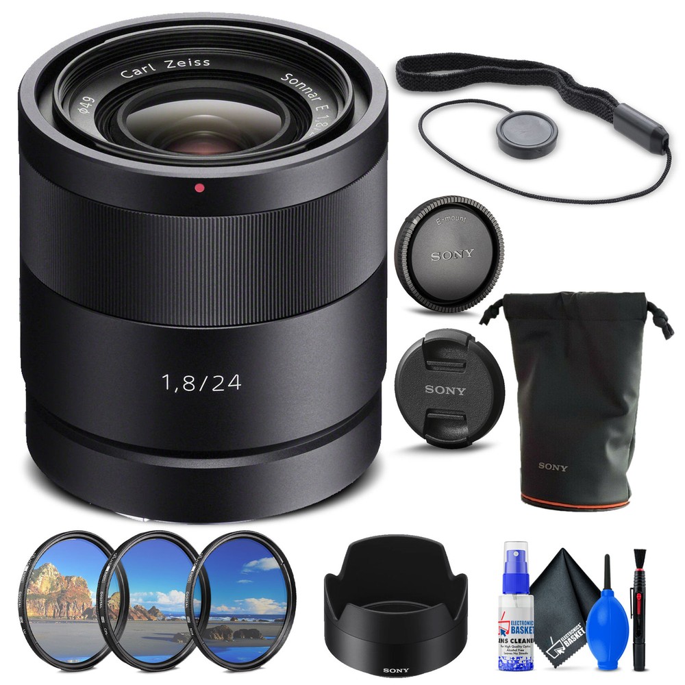 Sony Sonnar T* E 24mm f/1.8 ZA Lens with Filter Kit, Cap Keeper & Cleaning Kit