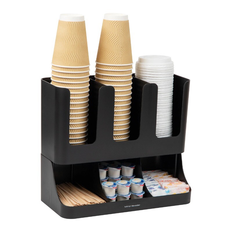 Mind Reader Cup and Condiment Station, Black,Countertop Organizer