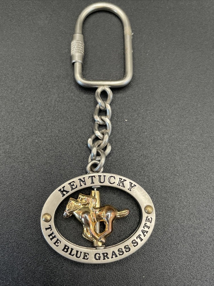 Kentucky The Blue Grass State Spinner Keychain Horse Souvenir Keyring Used Gift
