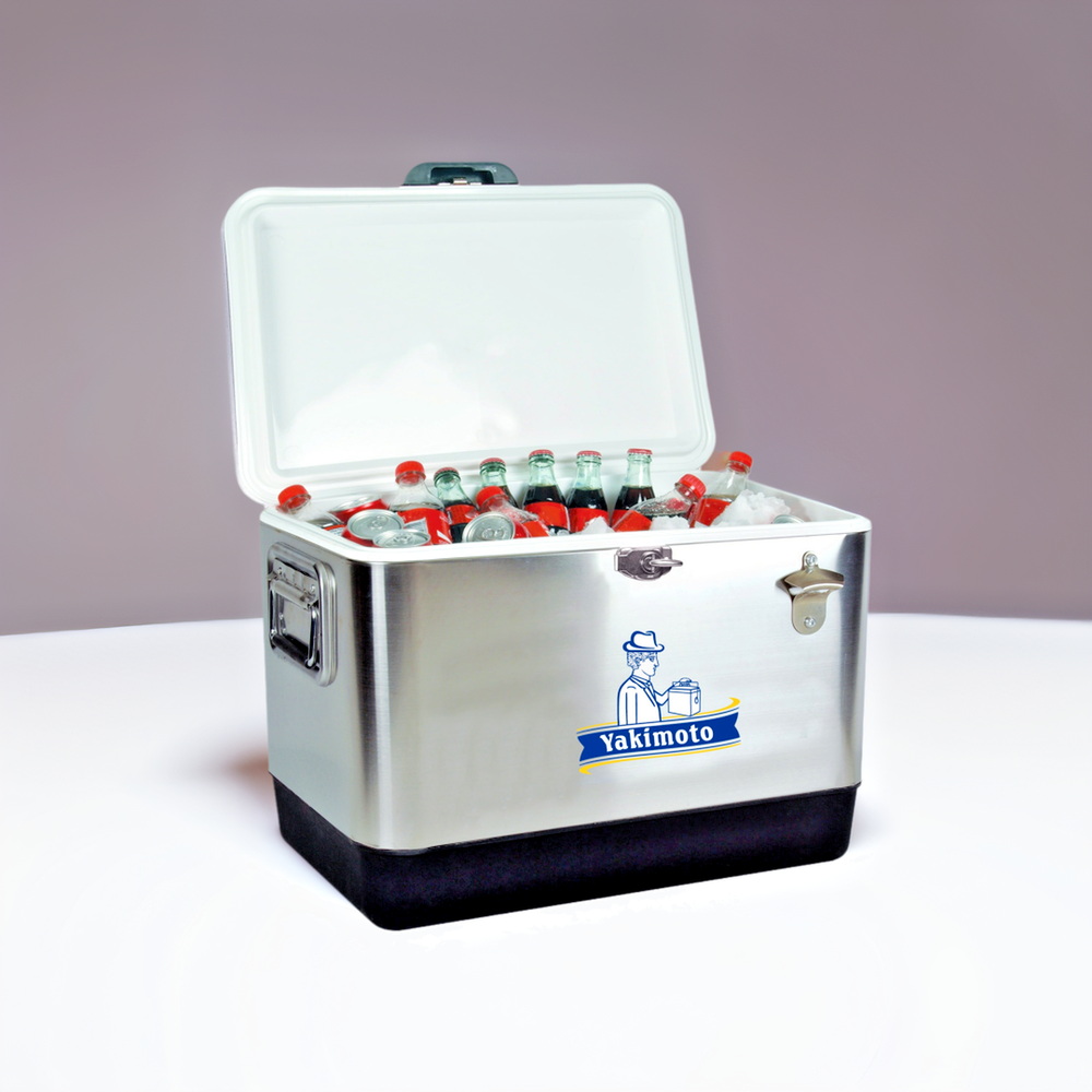 Yakimoto 54 Qt Hard stainless steel Vintage Beer Metal Cooler Ice Chest,Portable