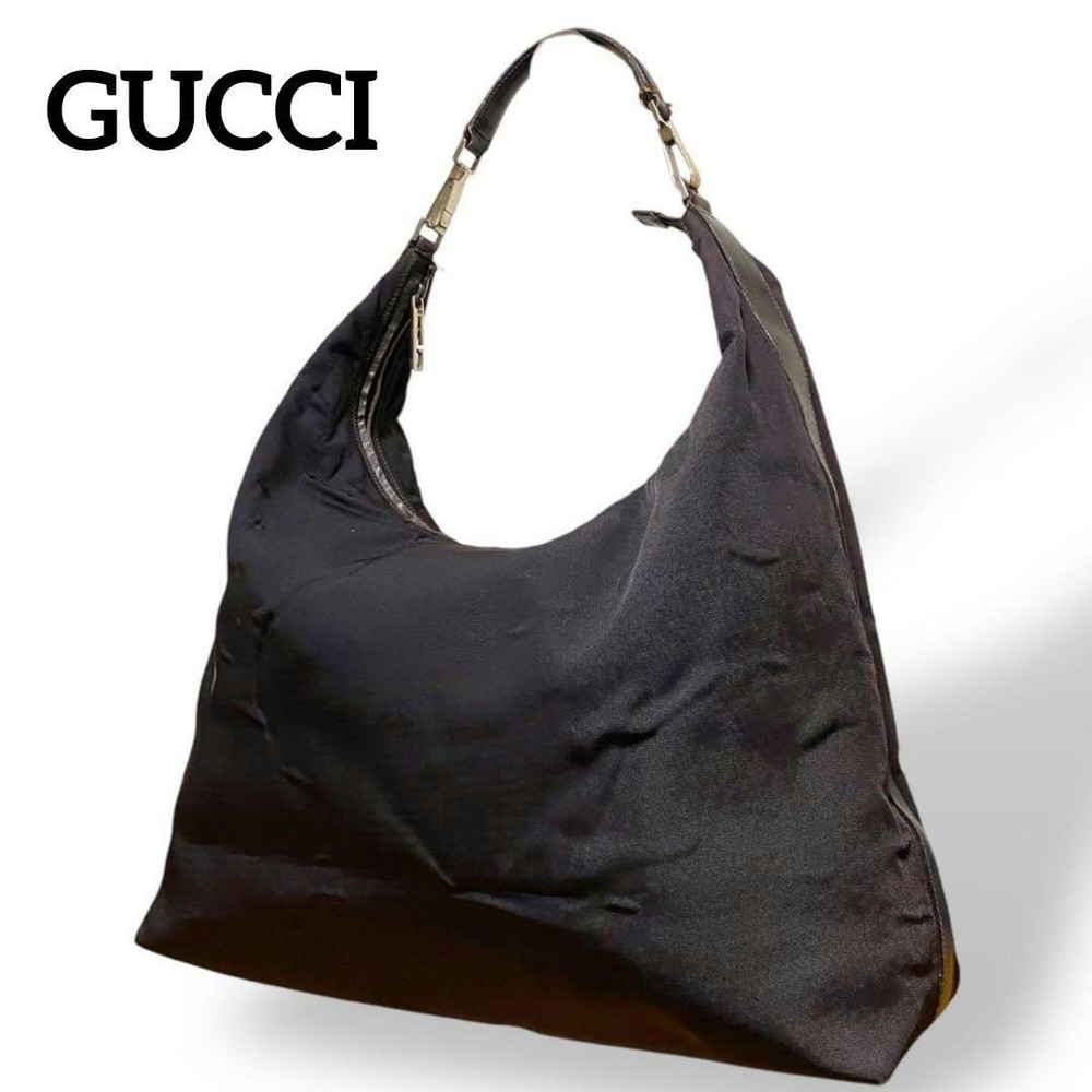 GUCCI GG Nylon Shoulder Bag in Brown Authentic F06181565