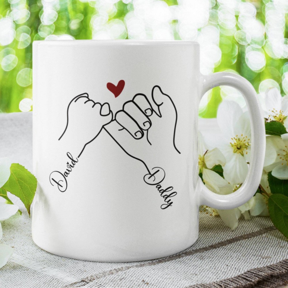 Custom Personalized Father's Day Pinky Promise Name Coffee Mug Gift