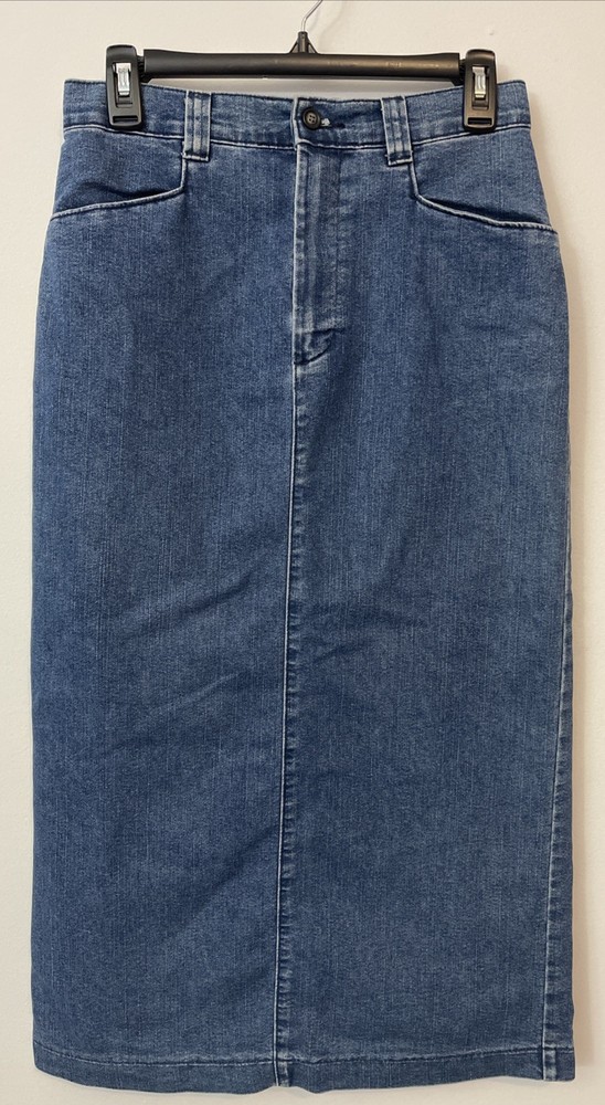 Lee Womens - 8 Petite - Blue Denim Long Cotton-Blend Straight Skirt! A6236