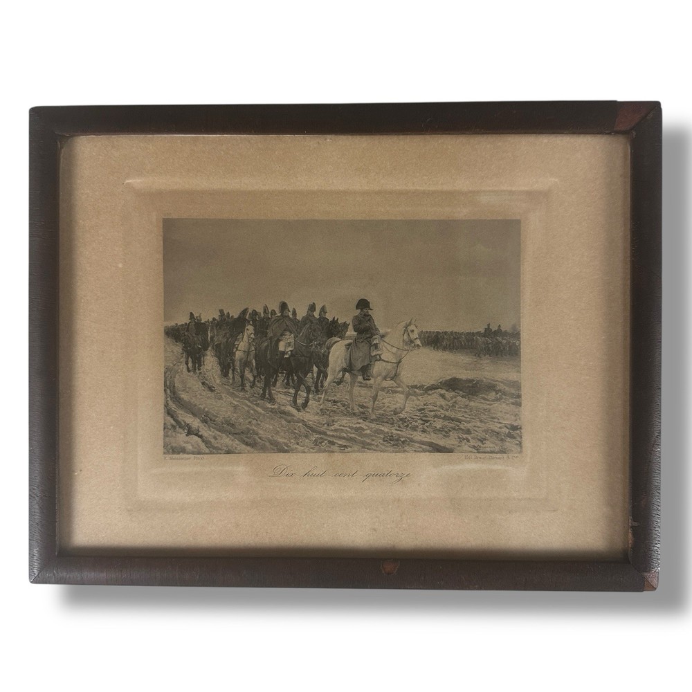 Meissonier Etching Retreat from Moscow Late 19th Century Napoleon Print Framed