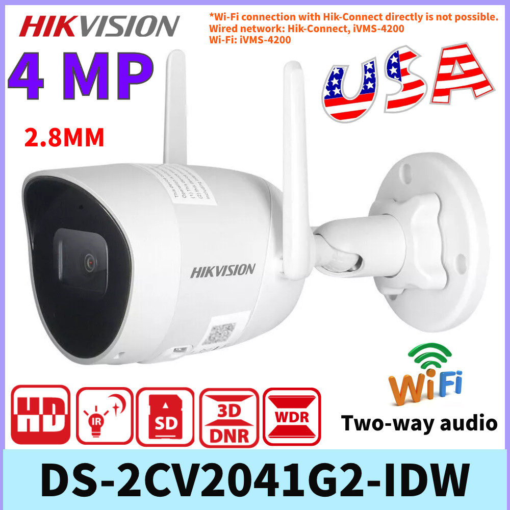 USA Hikvision DS-2CV2041G2-IDW 4MP WiFi IP66 2-Way Audio IP Bullet Camera 2.8MM