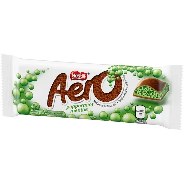 12 Nestle Mint Aero Canadian Chocolate Bars 41g Fresh Bubbly Candy