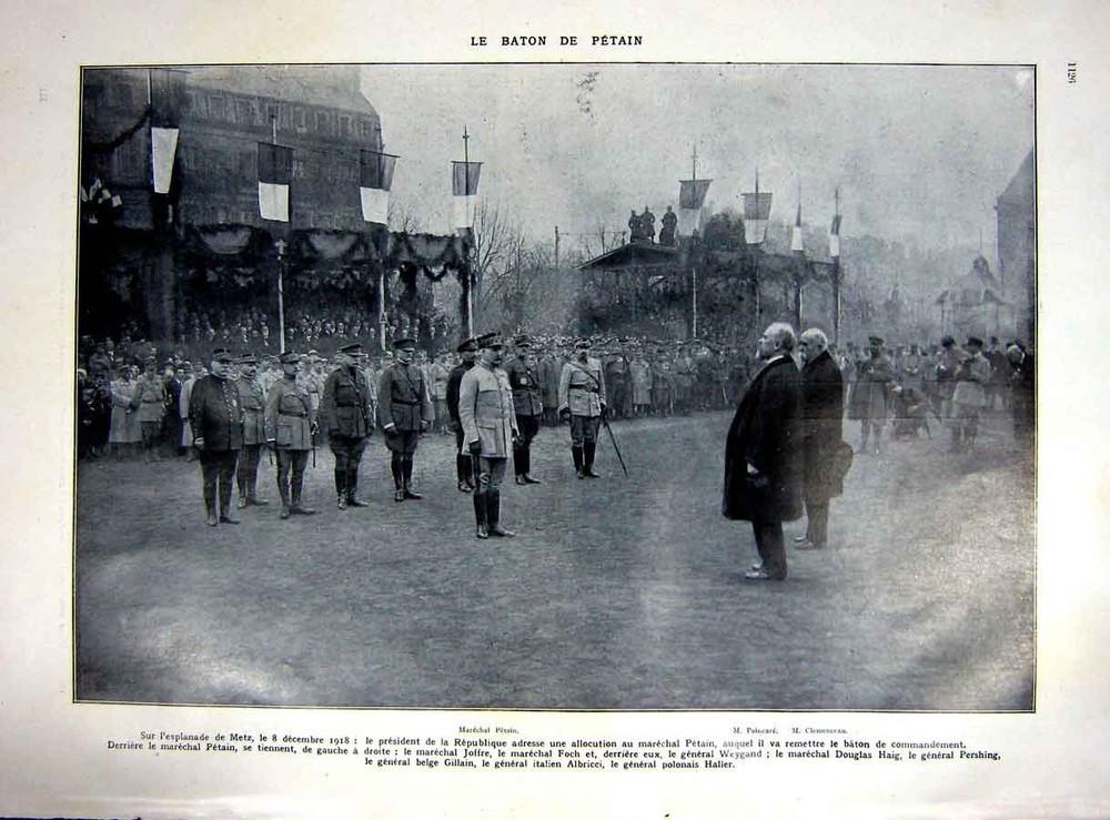 Old Vintage Print Strasburg Foch Ww1 Liberty Petain Military Parade 1927