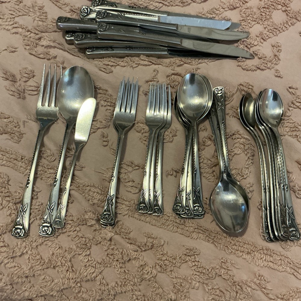 36 Piece LOT NORITAKE 18-8 Stainless Steel ROSETTA  Flatware NICE!