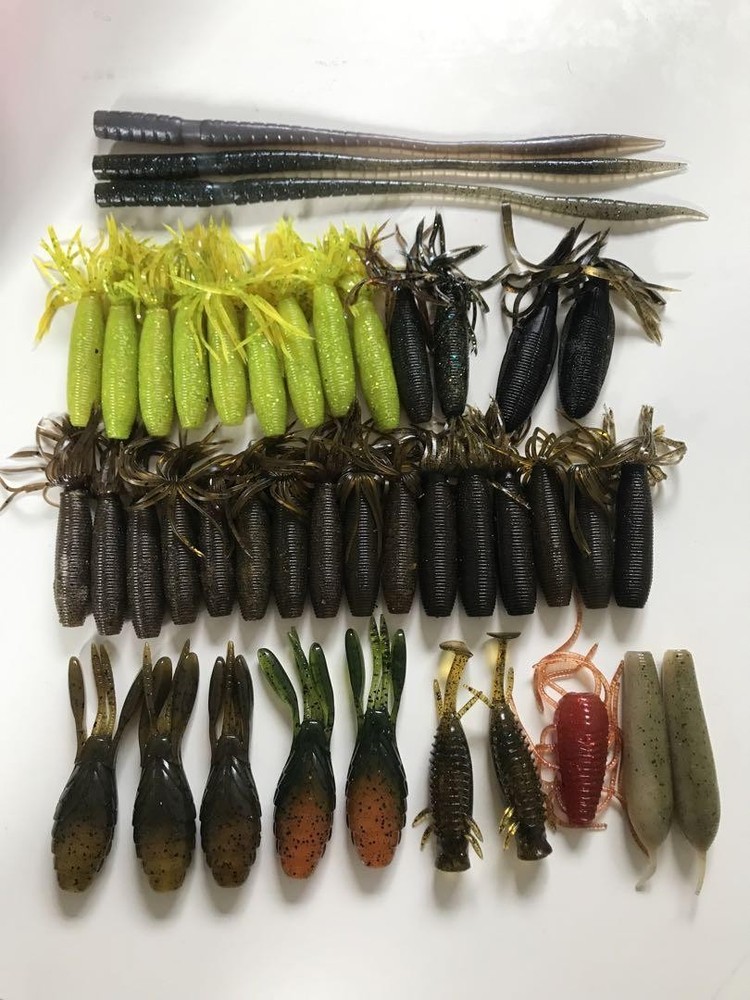 Fat Squid Bass Worm Fishing Lures Set Used Collectible