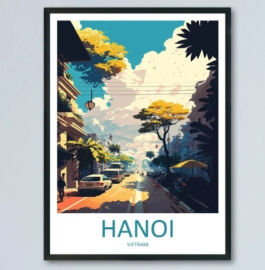 Hanoi Travel Print Wall Art Hanoi Wall Hanging Home