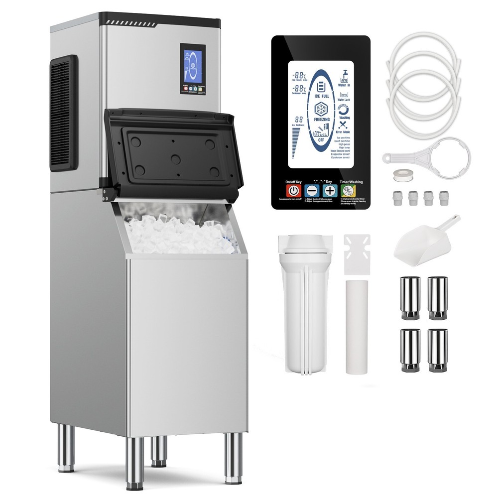 Commercial Ice Maker Machine 760LBS/24h with 600LBS Storage Bin