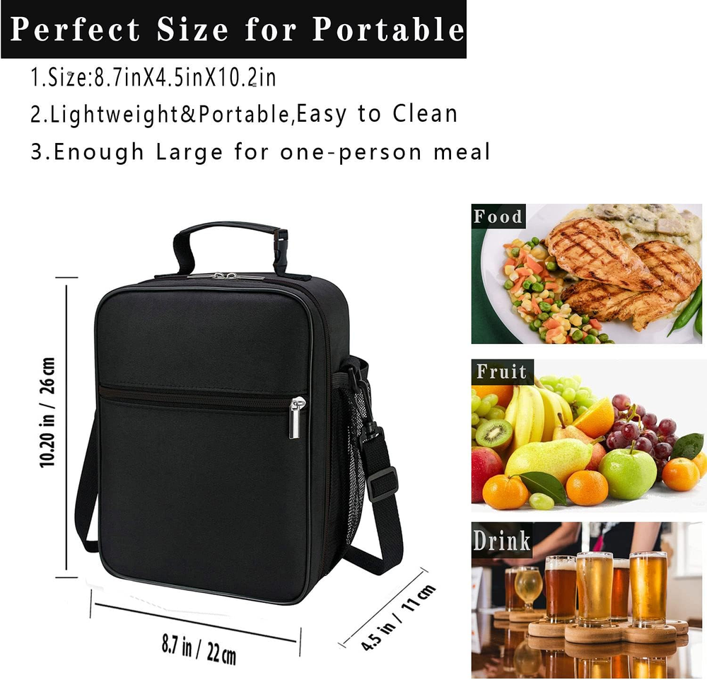 Portable Insulated Canvas Lunch Bag for Picnic Thermal Food Carrier Unisex  