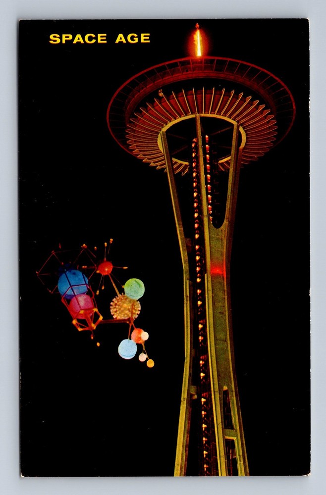 Seattle WA-Washington Satellite And Space Needle World's Fair Vintage Postcard