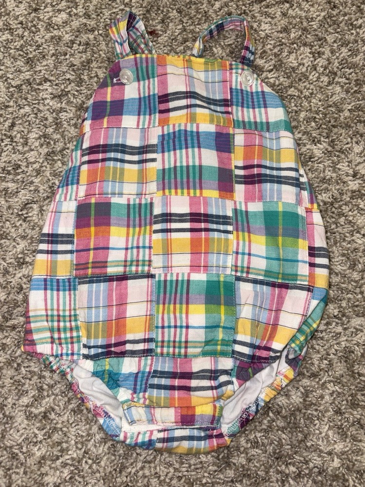 Southern Sunshine Kids Baby Boy Romper Bubble 18 Months Madras Patchwork Plaid