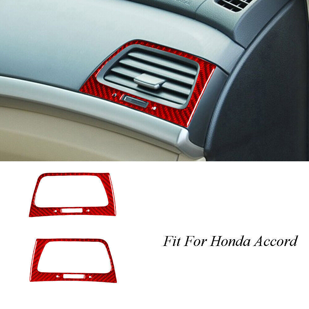 For Honda Accord Coupe 2008-12 Red Carbon Fiber Side Air Vent Outlet Trim Cover