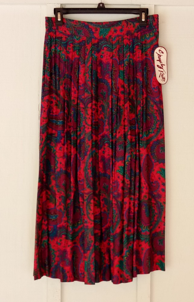 Shapley Knits Floral Paisley Skirt and Scarf Set in Rich Colors Size M NWT