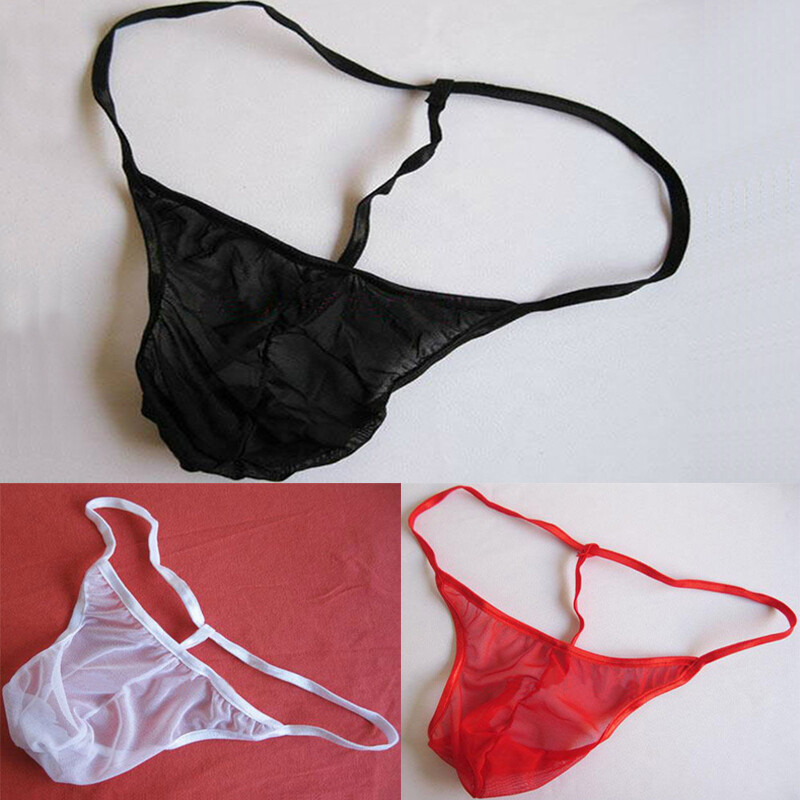 Men Sexy Mesh Lace Sheer Transparent G-String Thongs Male Underwear T-back